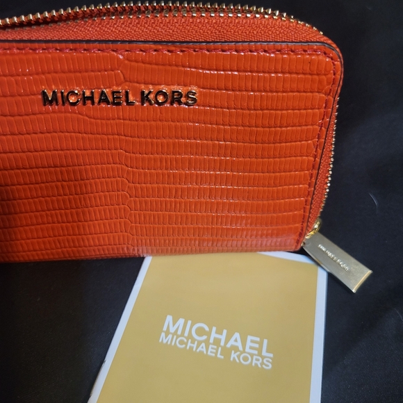 Michael Kors wallet/card case Orange/red 5x31/2 - Picture 4 of 6